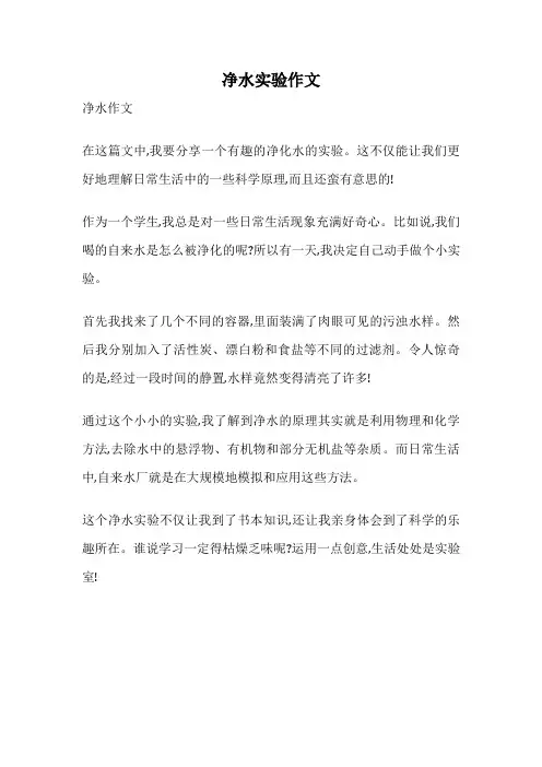 净水实验作文