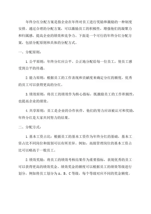 年终分红分配方案