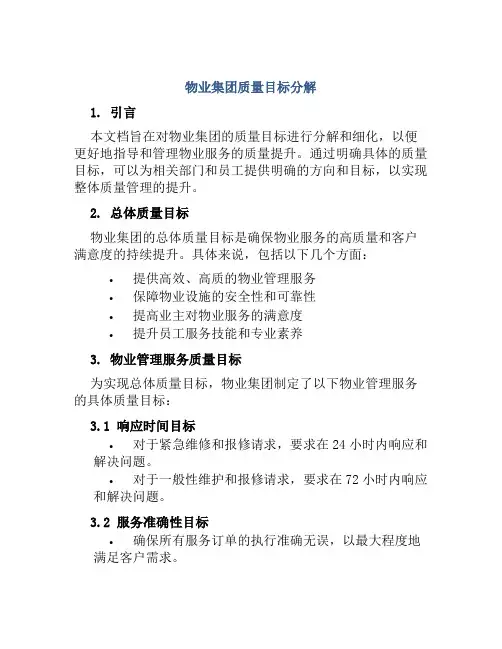 物业集团质量目标分解