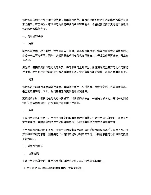 电动机的维护与维修教案设计