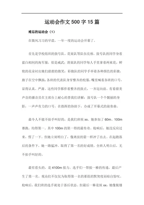 运动会作文500字15篇