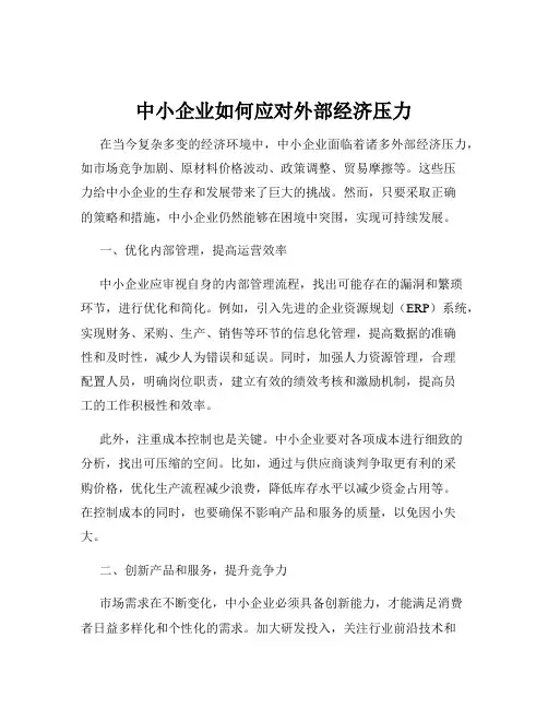 中小企业如何应对外部经济压力