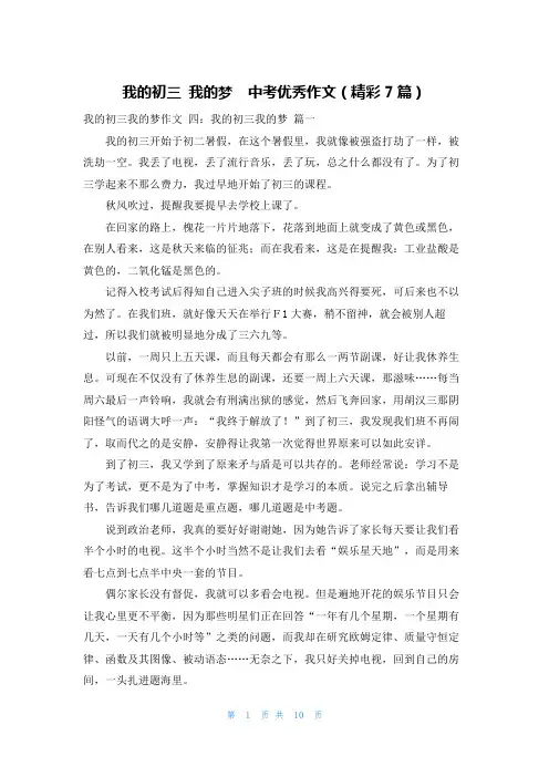 我的初三 我的梦  中考优秀作文(精彩7篇)