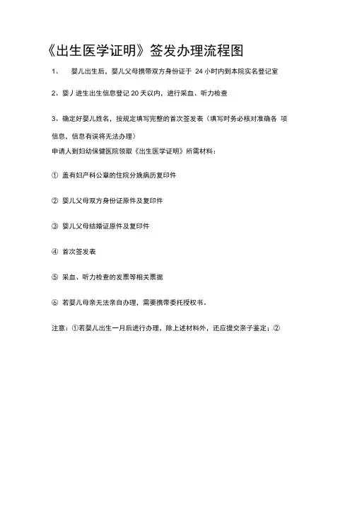《出生医学证明》办理流程图