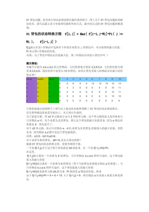 (完整版)01背包问题