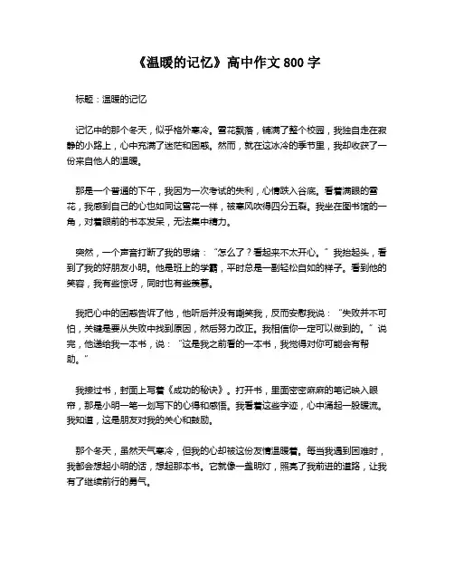 《温暖的记忆》高中作文800字