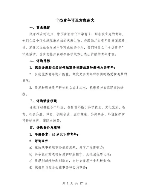 十杰青年评选方案范文（7篇）