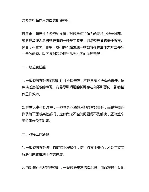 对领导担当作为方面的批评意见