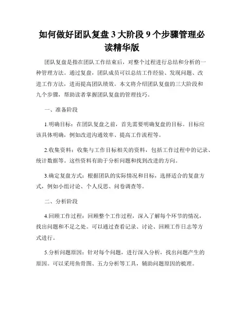 如何做好团队复盘3大阶段9个步骤管理必读精华版