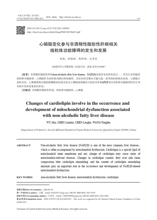 心磷脂变化参与非酒精性脂肪性肝病相关线粒体功能障碍的发生和发展_NormalPdf