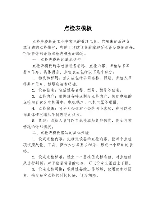 点检表模板3篇