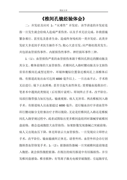 《椎间孔镜经验体会》