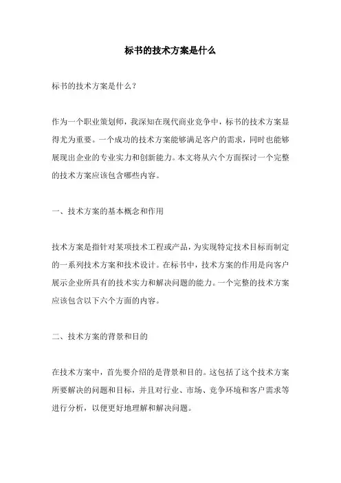 标书的技术方案是什么