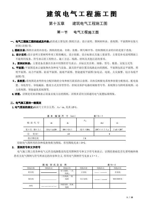 建筑电气施工图实例图解(图例、符号、含义)【范本模板】