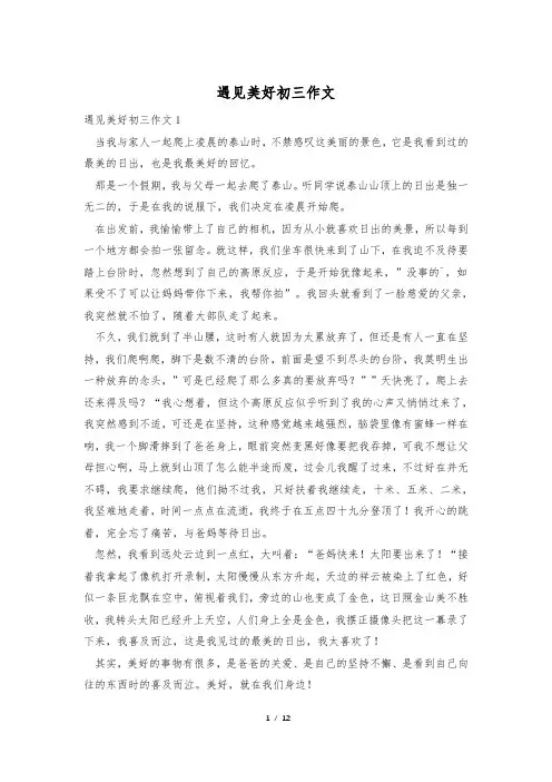 遇见美好初三作文