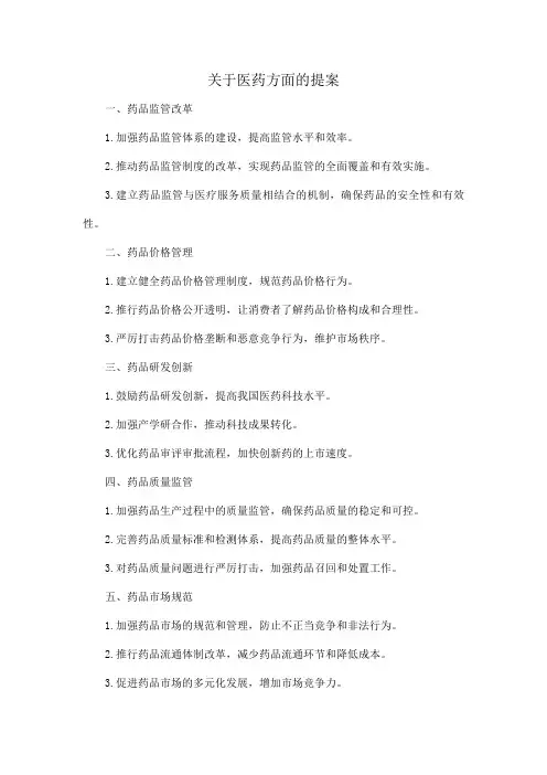 关于医药方面的提案