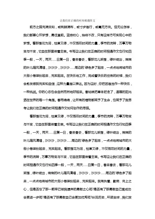 让我们在正确的时间相遇作文