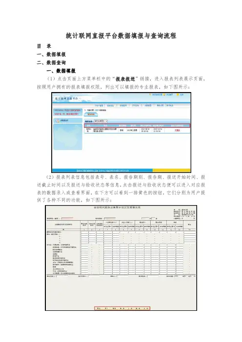 统计联网直报平台数据填报与查询流程