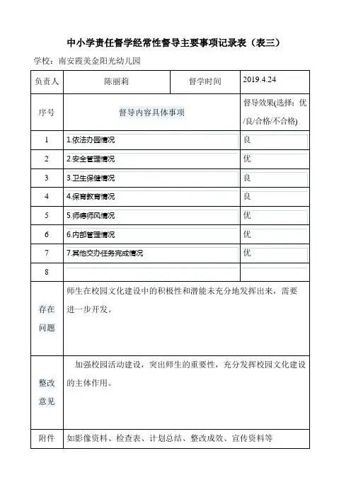 责任督学督导工作表4月份(幼儿园,表3-8)(1)(1)