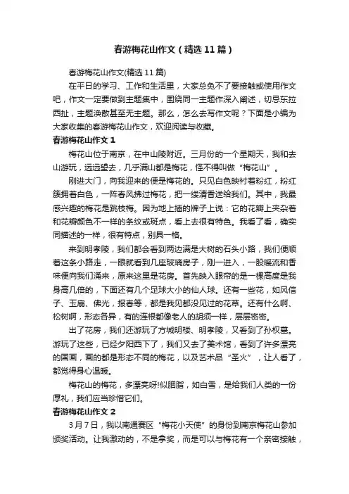 春游梅花山作文（精选11篇）