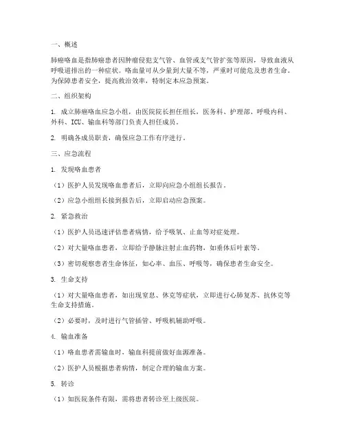 肺癌咯血应急预案