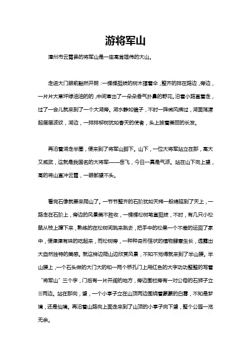 云霄将军山公园作文