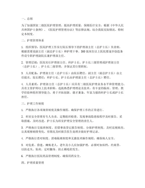 国家二级医院护理管理制度