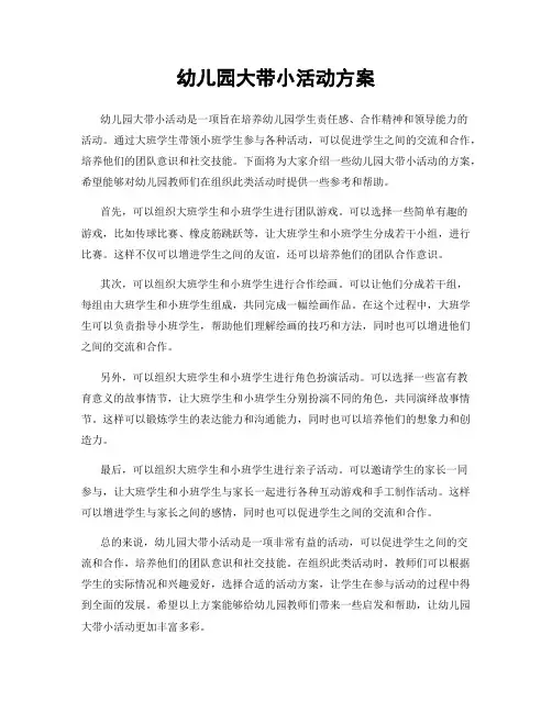 幼儿园大带小活动方案