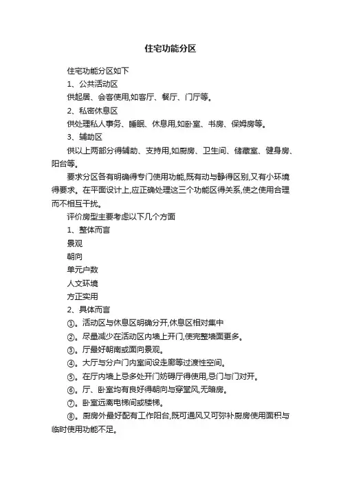 住宅功能分区