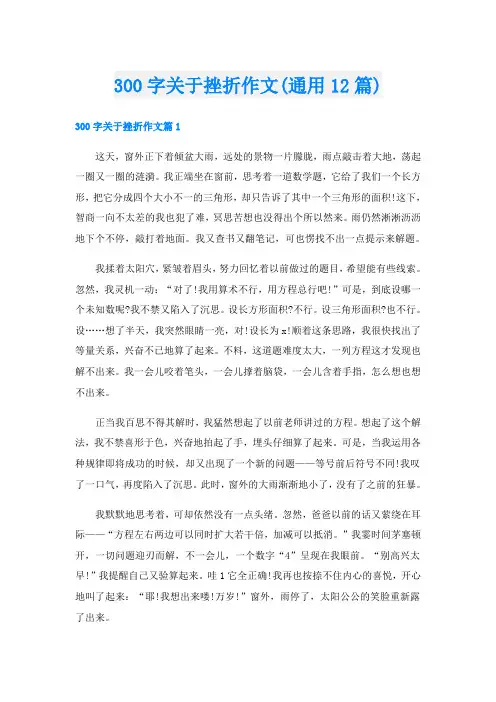 300字关于挫折作文(通用12篇)