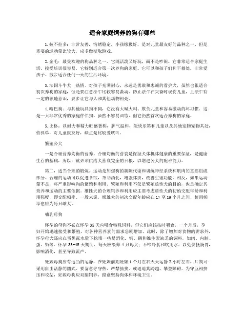 适合家庭饲养的狗有哪些