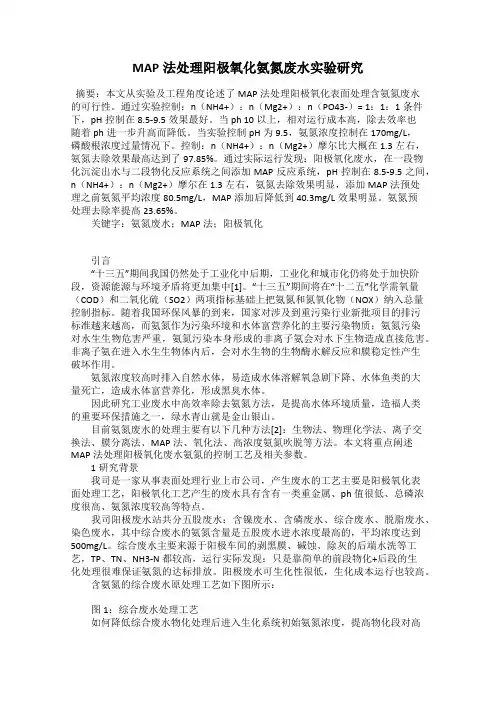 MAP法处理阳极氧化氨氮废水实验研究