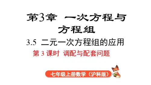 2024年沪科版七年级数学上册 3.5 第3课时 调配与配套问题(课件)
