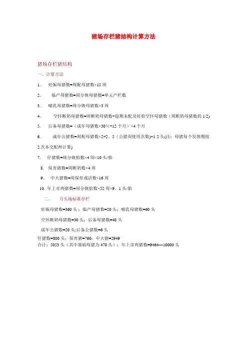 猪场存栏猪结构计算方法