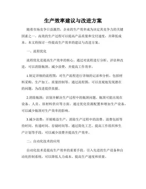 生产效率建议与改进方案