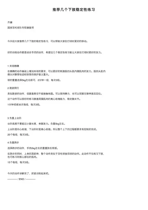 推荐几个下肢稳定性练习