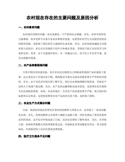 农村现在存在的主要问题及原因分析