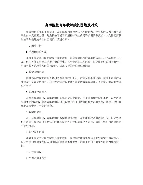 高职院校青年教师成长困境及对策
