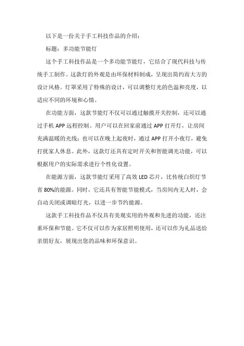 手工科技作品介绍