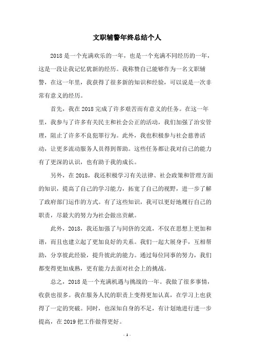 文职辅警年终总结个人