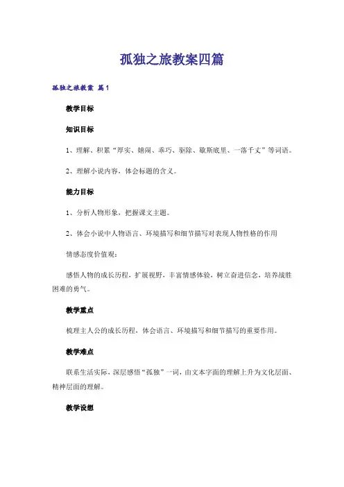 孤独之旅教案四篇