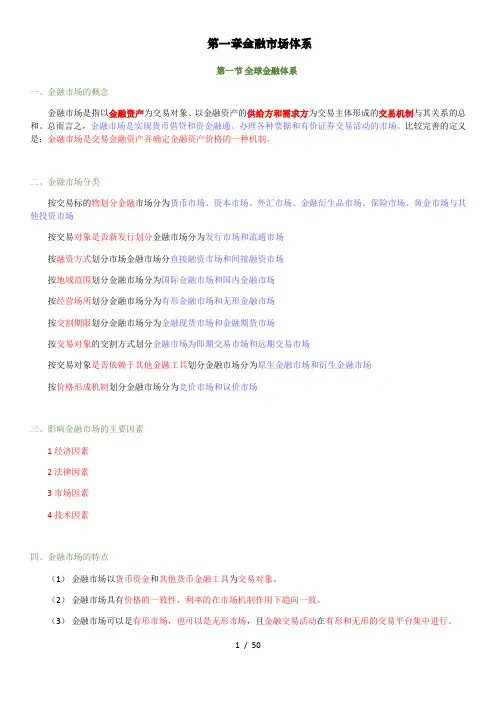 金融基础知识(重点归纳)