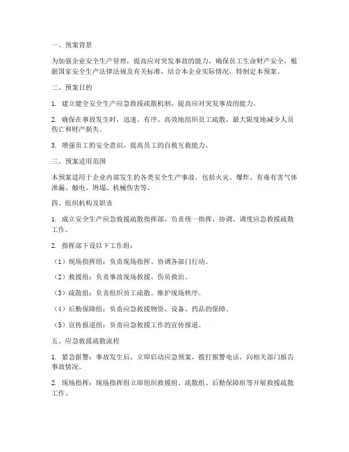 安全生产救援疏散预案