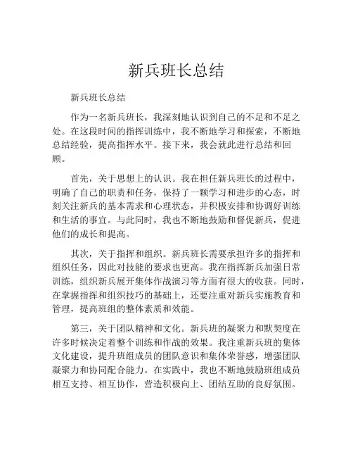 新兵班长总结