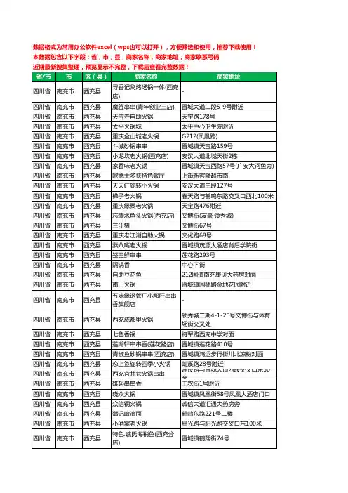 2020新版四川省南充市西充县火锅店工商企业公司商家名录名单联系电话号码地址大全180家