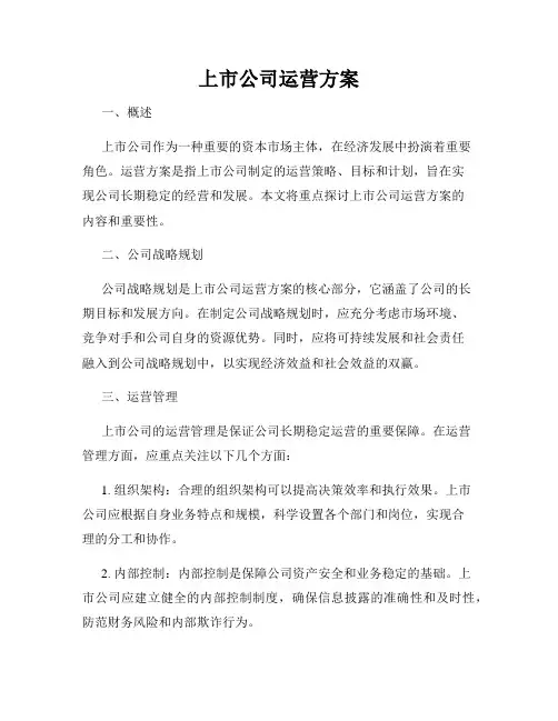 上市公司运营方案