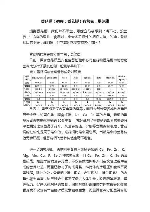 香菇柄（俗称：香菇脚）有营养，更健康