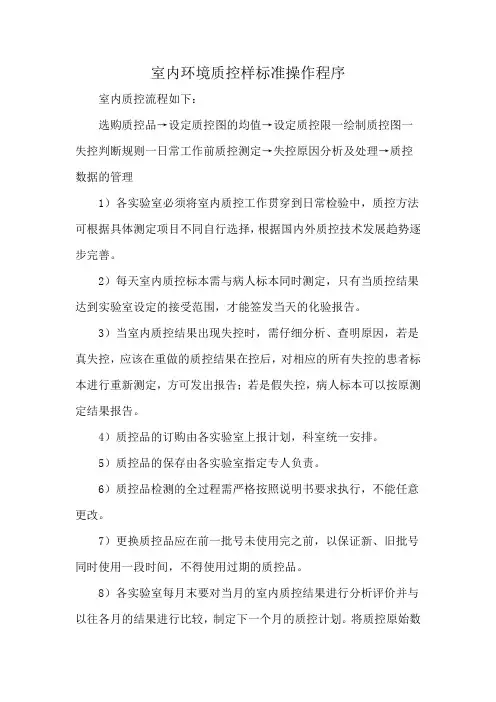 室内环境质控样标准操作程序