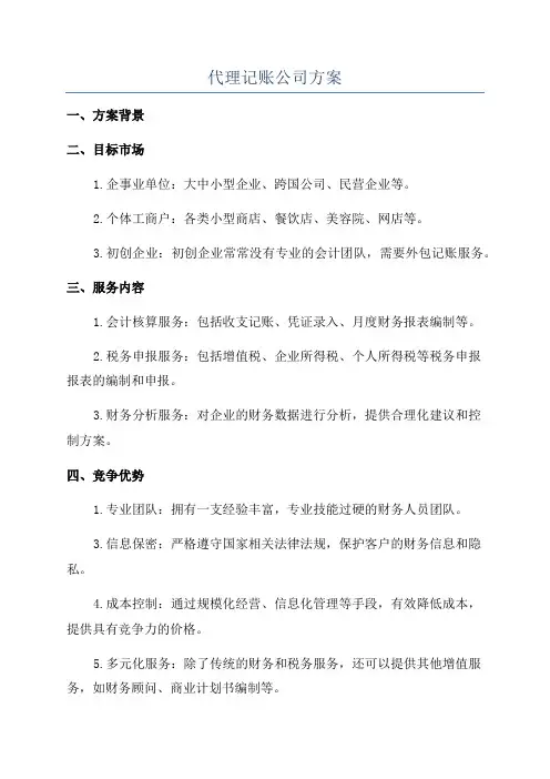 代理记账公司方案