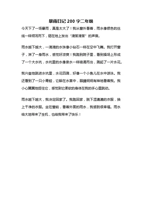 暴雨日记200字二年级
